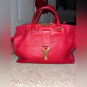Yves Saint Laurent Classic Y Cabas bag in red.